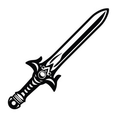 Naklejka premium Simple sword with an explosion background creates a powerful, contrasting black and white scene