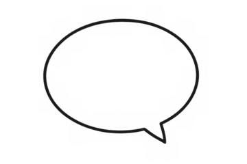 Outline speech bubble icon representing communication, conversation, discussion, message, and dialogue with transparent background