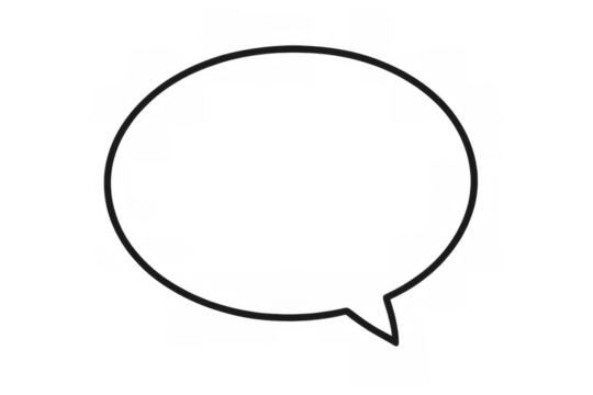 Outline speech bubble icon representing communication, conversation, discussion, message, and dialogue with transparent background
