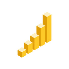 Obraz premium Isometric bar graph illustrating a positive upward trend, symbolizing economic growth, business progress, and statistical improvement