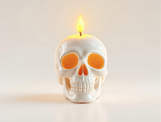 skull with a candle