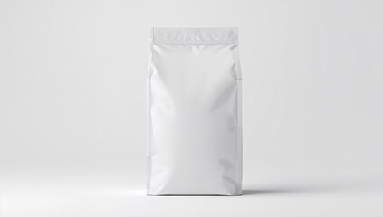 Blank white food packaging mockup against a clean, neutral background