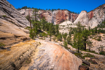 hiking in zion national park in utah, usa