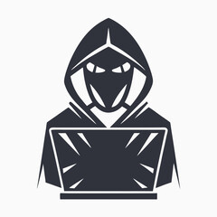 Mysterious dark hooded figure embodies digital network with tech circuit details on jacket