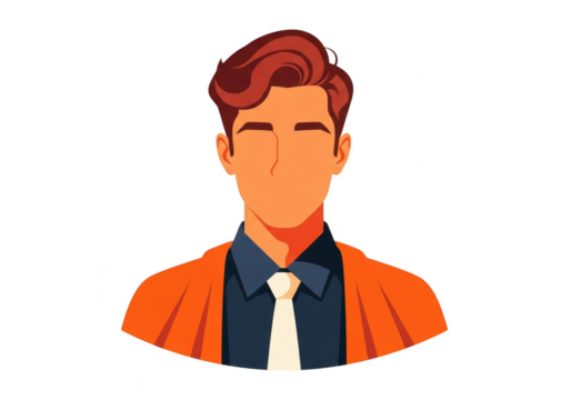 Stylized portrait of a man in a suit and tie for professional use transparent background