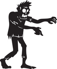 Spooky Walking Tattered Halloween Zombie Silhouette Shape Vector Illustration