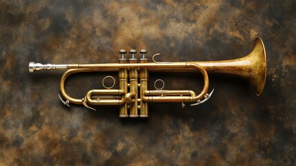 Fototapeta premium Vintage herald trumpet and antique bugle perfect for a retro symphony orchestra performance