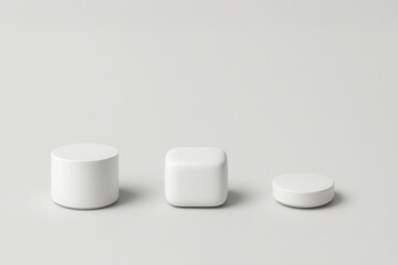 Futuristic smart devices with minimal geometric design on neutral background
