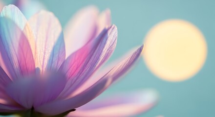 Fototapeta premium Pink and purple daisy with sun bokeh background