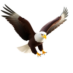 Fototapeta premium Majestic Bald Eagles in Flight and Perched on Branches with Neon Glow and Natural Backgrounds, Symbol of Freedom and Power in Wildlife and Modern Digital Art Style