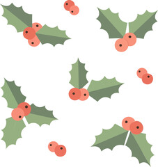 Festive Holly Berries and Leaves Pattern for Holiday Season Decorations