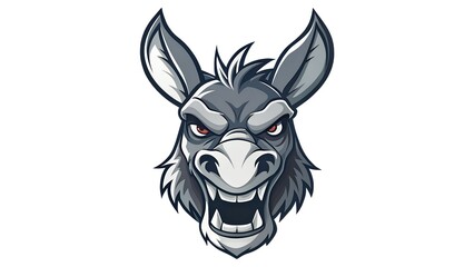 Obraz premium Aggressive Gray Donkey or Burro Mascot Head Illustration with Red Eyes