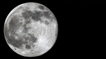 Obraz premium phase. A detailed closeup of the full moon, showcasing its textured surface against the dark expanse of space. STEM education sheets. 