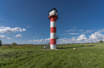 Lighthouse on the coast of the river Elbe.