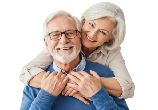 Joyful senior couple embracing affectionately capturing cherished moments of love and connection transparent background