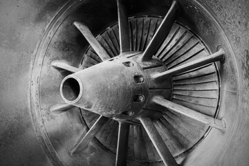 jet engine fan of a historic fighter plane 