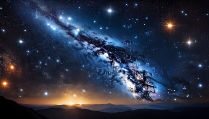 Fototapeta premium Inky Black Sky Ablaze With Countless Stars Cosmic Dust Shimmering Space Galactic