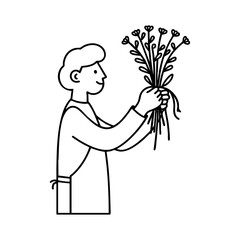 Florist arranging a bouquet with care, representing creativity, beauty, and floral craftsmanship.