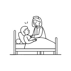 Nurse comforting a patient in bed, representing compassion, medical care, and human connection in healthcare.