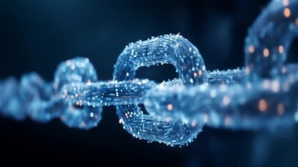 Abstract digital blockchain chain with glowing particles, representing secure data network, cryptocurrency, and futuristic technology connection - Powered by Adobe