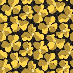 Seamless pattern with yellow big abstract flowers