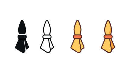 Obraz premium Vector icon napkin with ring thanksgiving same pose same proportions four styles black solid glyph outline minimal flat multicolor filled cartoon flat shaded.