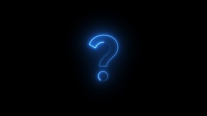 Glowing blue neon question mark symbol on black background image