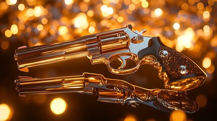 An isolated black and white illustration of an old firearm like a revolver or pistol with a bullet and barrel to signify danger or cowboy themes