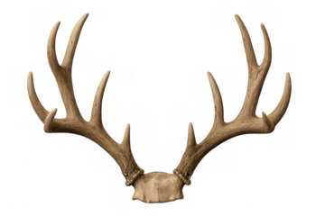 Deer antlers presenting a hunting trophy. Concept displaying wildlife, nature, and successful hunting. Transparent background
