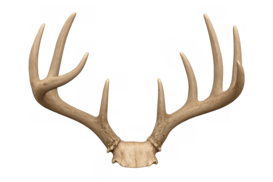 Stag antlers presenting trophy hunting, wildlife, and nature concepts with transparent background