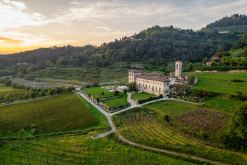 Aerial view of Monastero di Astino near Bergamo Lombardy