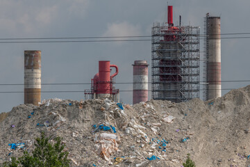 Impact of industrial facilities on environment near operating factory