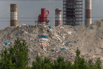 Impact of industrial facilities on environment near operating factory