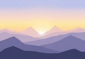 Fototapeta premium Serene Mountain Range at Sunrise with Soft Gradient Sky