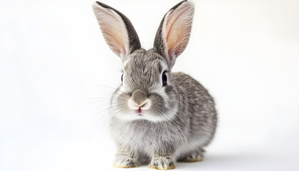 Obraz premium Cute grey rabbit ears on white background