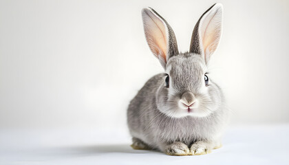Obraz premium Cute grey rabbit ears on white background