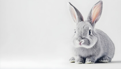 Obraz premium Cute grey rabbit ears on white background