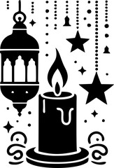 Beautiful Ramadan Light Candle Decoration with Glowing Lantern Ambience