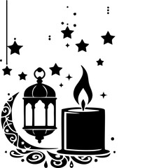 Beautiful Ramadan Light Candle Decoration with Glowing Lantern Ambience