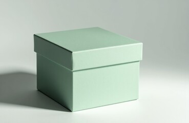 Naklejka premium A plain mint green box with a lid on a neutral background