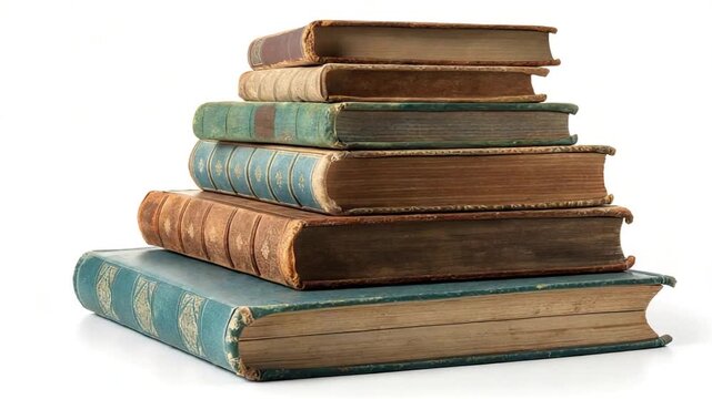 stack of old books isolated on white video