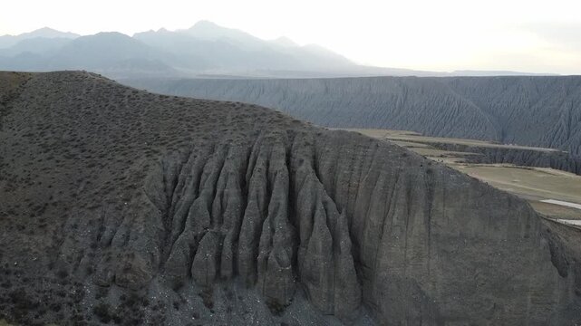 drone shot of dushanzi grand canyon, xinjiang, china