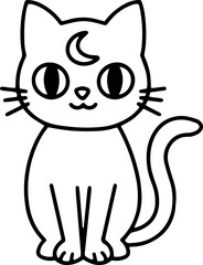 할로윈 고양이 도안 라인 벡터 일러스트