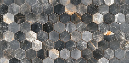 Seamless hexagonal metal tile texture pattern background