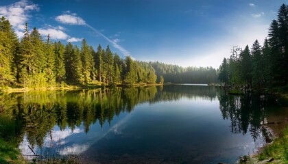 Obraz premium Lake In The Woods With Reflection High Quality Photo