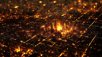 Night view of vibrant fireworks illuminating the city skyline and urban landscape