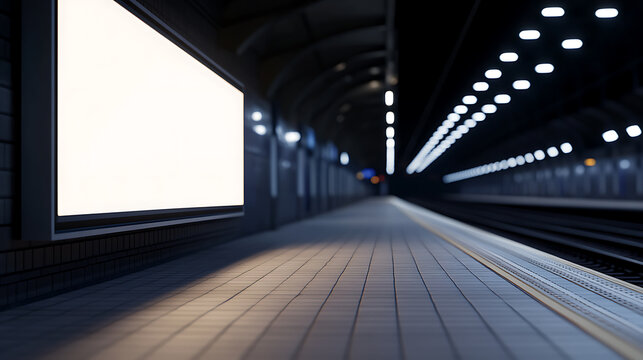 A modern subway platform featuring sleek tile work and contemporary lighting, providing a clean and safe environment for commuters in a bustling urban setting.