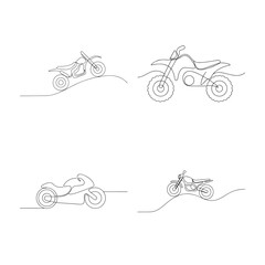 Motorcycles depicted in continuous line art style Single line motorbike bike