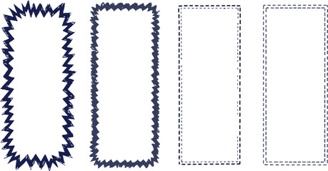 Four vertical decorative borders with different zigzag and dotted patterns on a white background