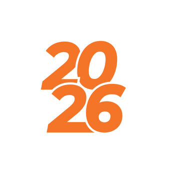Bold and Modern Orange 2026 Typography Vector Design Isolated on White Background. vector illustration..